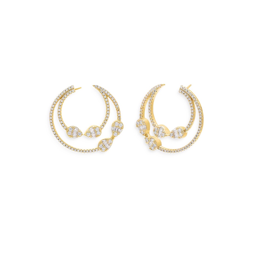 14k-Gold-Plated Cubic Zirconia Double-Hoop Earrings By Adina Eden 125$